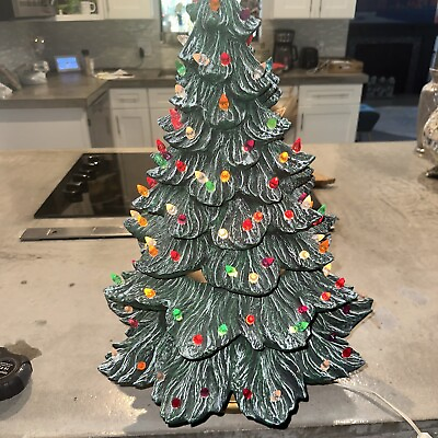 #ad Vintage Ornate 22 Inch Ceramic Christmas Tree Look See Pictures Read $130.00