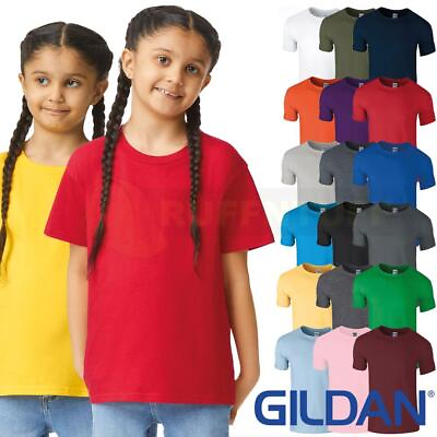 #ad Gildan Kids Softstyle T Shirt Unisex Plain Children#x27;s Ringspun Cotton Boys Tee GBP 5.40
