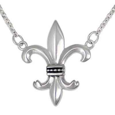 #ad Sterling Silver Fleur de Lis Symbol of French Royalty Necklace 16quot; 2quot; Extender $39.99