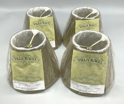 #ad Set of 4 Mini Chandelier Lamp Shades by Villa Bacci Golden Brown Shimmer New $24.95