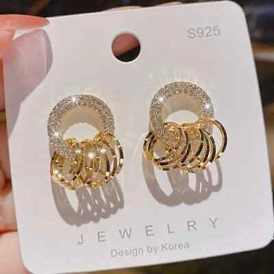 #ad Multi layer Dangle Earrings Shiny Rhinestone Decor Elegant Sexy Style Zinc Gifts $15.98