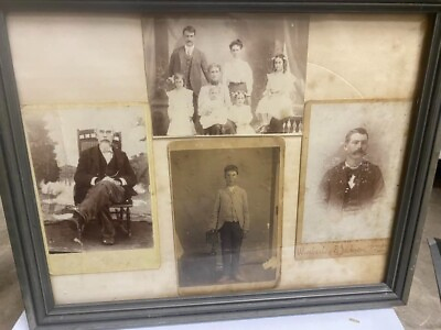 #ad Framed Antique Photos of Men Women and a Family $99.99