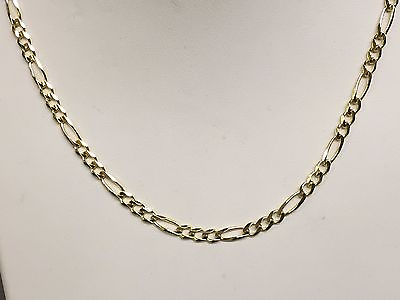 #ad 14kt Solid Gold Figaro curb link pendant chain necklace 30quot; 3.MM 11 grams FIG080 $920.00