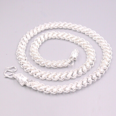 #ad 999 Pure Silver 9mm Dragon Head Link Necklace Women Men#x27;s Chain 20inchL $105.75