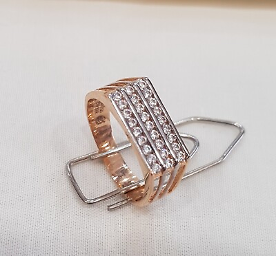 #ad 18K Cubic Zirconia Mens Ring 18K Solid Rose Gold Dazzling Mens Ring All Size $624.00