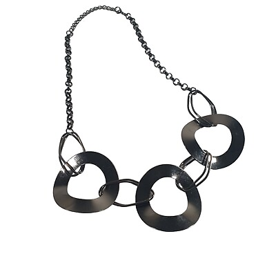#ad Modern Mechanics Women Necklace Jewelry 18quot; Length Metal Loop Costume Gray $20.00