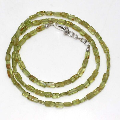 #ad 925 Silver Plated Natural Peridot Ethnic Beaded Necklace Jewelry 18quot; JW $6.99