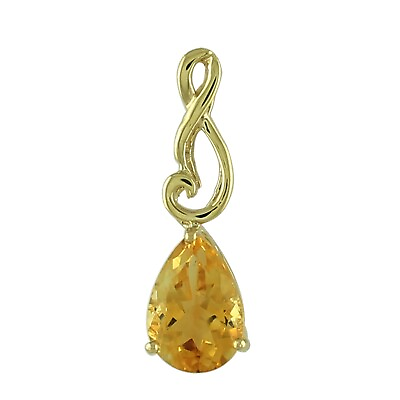 #ad Anniversary Gift For Her Citrine Gemstone Pendant Indian 18k Yellow Gold Jewelry $204.85