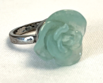 #ad Vintage Rose Ring Mint Green Victorian Floral Jewelry $3.25