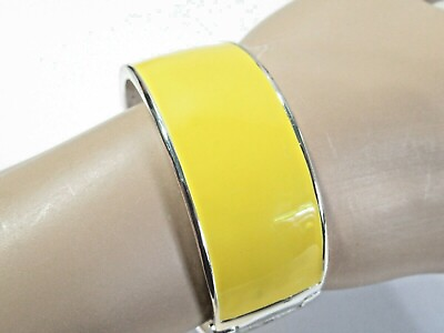 #ad YELLOW HINGED BRACELET ENAMEL CONTEMPORARY MODERN CHUNKY MAGNETIC $18.00