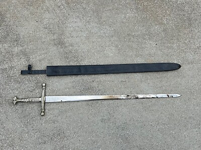 #ad Medieval Broad Sword in Leather Sheath Made in Pakistan $95.00