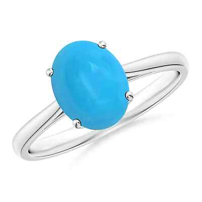 #ad ANGARA 9x7mm Solitaire Turquoise Cocktail Ring in Silver for Women Girls $656.10