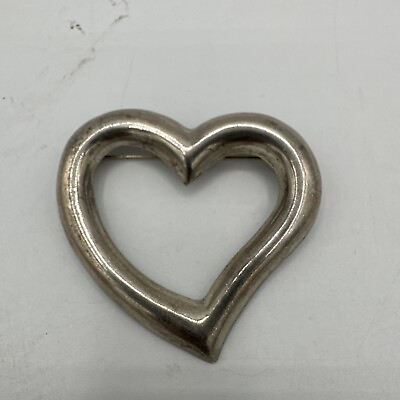 #ad Vintage Puffy Open Heart Pin Sterling Silver 925 Signed “A” 16 Grams $32.00