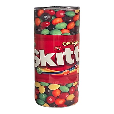 #ad 15oz Stainless Steel Skinny Tumbler “Skittles Wrap” Candy Valentines Chewy Gift $14.99
