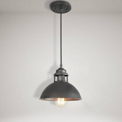 #ad Industrial 1 Light Brushed Silver and Black Island Pendant Light by LNC $37.99