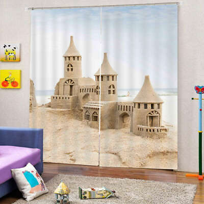 #ad Wonderful Sand Castle 3D Curtain Blockout Photo Printing Curtains Drape Fabric AU $329.99