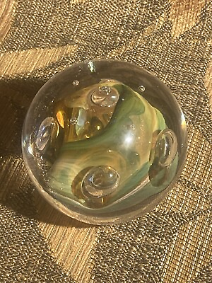 #ad Beautiful Freeform Hand blown Signed Glass Paperweight $16.99