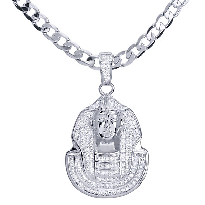 #ad Men#x27;s Silver Plated Egyptian Pharaoh Pendant 24 inch Chain Necklace BCH 13128 S $26.99