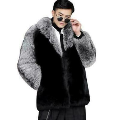 #ad Large Size Mens Faux Mink Fur Coat Furry Slim Fit Business Thicken Warm Casual $142.96