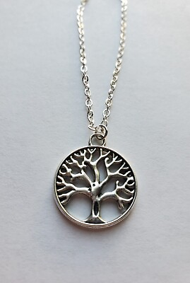 #ad NEW Carved Tree of Life Sterling Silver Pendant with Necklace. FREE gift $8.99