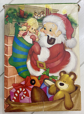 #ad Vintage Santa’s Surprise Springbok Children’s 48 Pc Christmas Puzzle 12X17 IN. $10.00