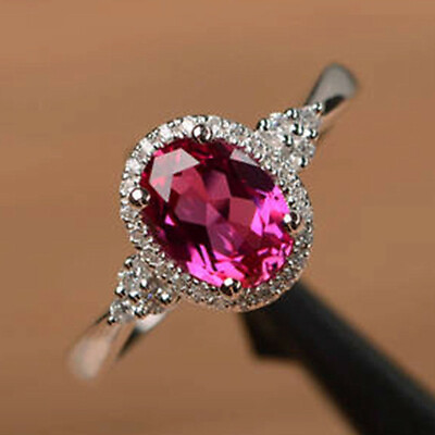 #ad Gorgeous Oval Cut CZ 925 Silver Filled Jewelry Women Wedding Ring Sz 6 10 $2.88