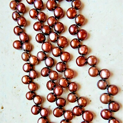 #ad 8mm Copper Rose genuine freshwater pearl flat sided round top drilled beads $7.99