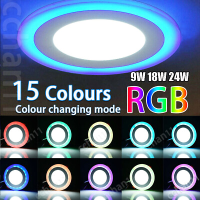 #ad Dual Color White RGB LED Ceiling Light Fans Recessed Panel Downlight Spot Lamp $57.13