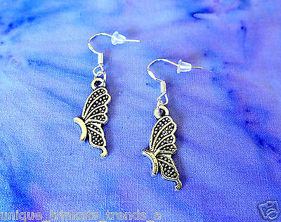 #ad BUTTERFLY WING DANGLE SILVER EARRINGS STERLING HOOK BIRTHDAY GIFT FOR HER MOM $1.47
