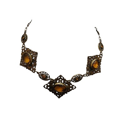 #ad Antique Czech Style Pendant Necklace A2364 $120.00