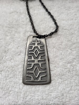#ad Pewter Pendant 39008 Scandinavian Design Norway 925 Clasp Chain Necklace 26 1 2quot; $64.99