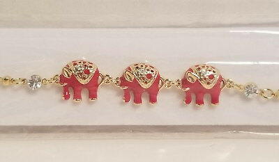 #ad 18k GP Red Elephants Bracelet New Fashion Jewelry $17.59