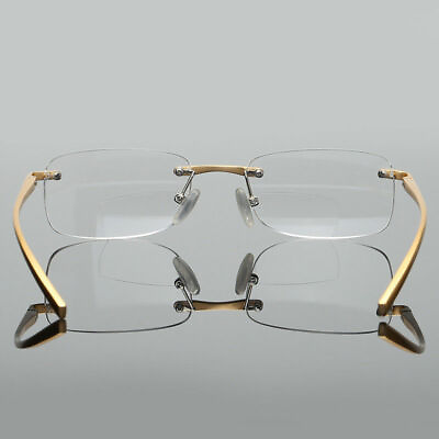 #ad Mens Rimless Bifocal Reading Glasses Readers 1.0 1.5 2.0 2.5 3.0 3.5 4.0 N426 $8.99