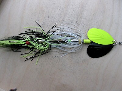 #ad N. Pike Muskie inline spinner *Black Chartreuse double trouble* 9 incher $8.09