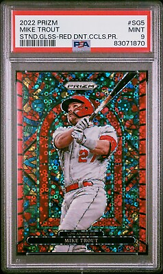 #ad 2022 Panini Prizm Stained Glass Mike Trout Red Donut Circles 71 99 PSA 9 MINT SP $99.99