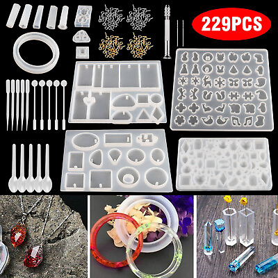#ad 229pcs Resin Casting Silicone Molds Epoxy Spoon Kit Jewelry Making Pendant Craft $16.98