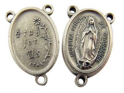 #ad Silver Toned Base Nuestra Senora de Guadalupe Rosary Centerpiece Medal 1 Inch $9.37