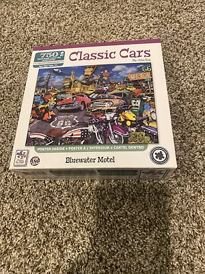 #ad Jigsaw Puzzle Classic Cars by John Roy Bluewater Motel 750 Piece Factory Sealed $11.99