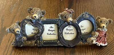 #ad ✅Vtg The Unique Collection 3D Resin Teddy Bear Photo Frame Holds 4 Pictures $12.99