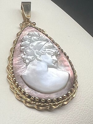 #ad Antique 14k Gold Frame Shell Cameo Pendant And Brooch. $499.90