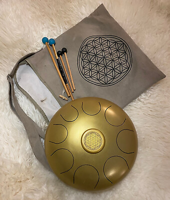 #ad 13quot;inch flower of life golden steel 8 tongue drum healing musical instrument $300.00