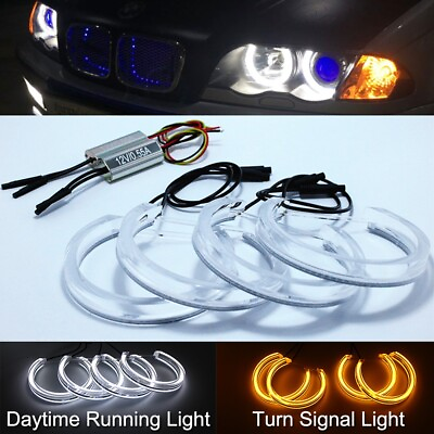 #ad Switchback Crystal LED Angel Eyes Headlight For BMW E38 E39 E46 3 5 7 Series M3 $73.67