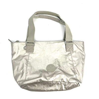 #ad Kipling Jonesy Tote Bag Metallic Gold Zip Top Small Shoulder Handbag Crinkle $26.99