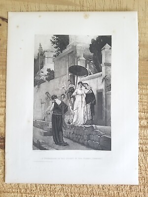 #ad A PROMENADE IN STREET OF TOMBS POMPEII .14.3quot; x 10.5quot; 1800#x27;s ENGRAVING PRINT*EP9 $17.27