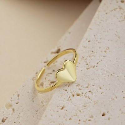 #ad Resizable Tiny Silver Heart Ring 925 Sterling Silver Ring 18k Gold Plated Rin $23.00