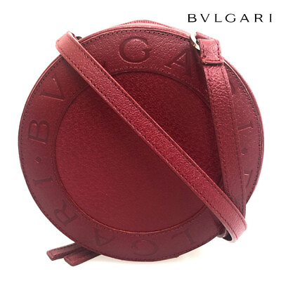 #ad BVLGARI B.zero1 Round Pouch Shoulder Bag leather Red C2032 $402.00