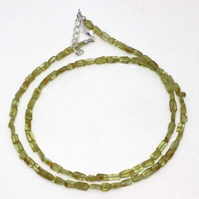 #ad 925 Silver Plated Peridot Ethnic Beaded Gemstone Necklace Jewelry 18quot; JW $9.99