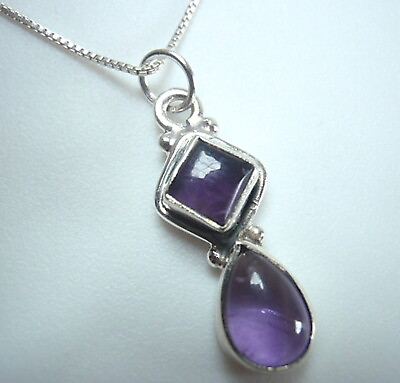 #ad Amethyst Square with Teardrop 925 Sterling Silver Pendant $11.99