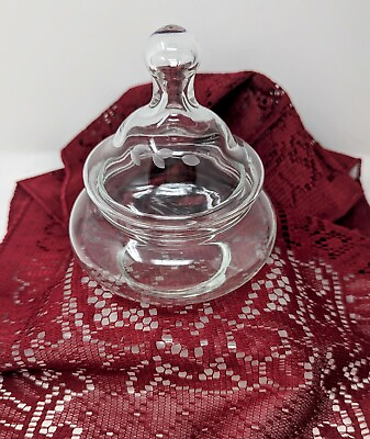 #ad Vintage Princess House Heritage Crystal Cotton Ball Jar Candy Dish 025 $8.50