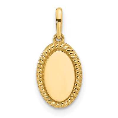 #ad 14K Yellow Gold Polished Oval with Rope Border Charm $127.95